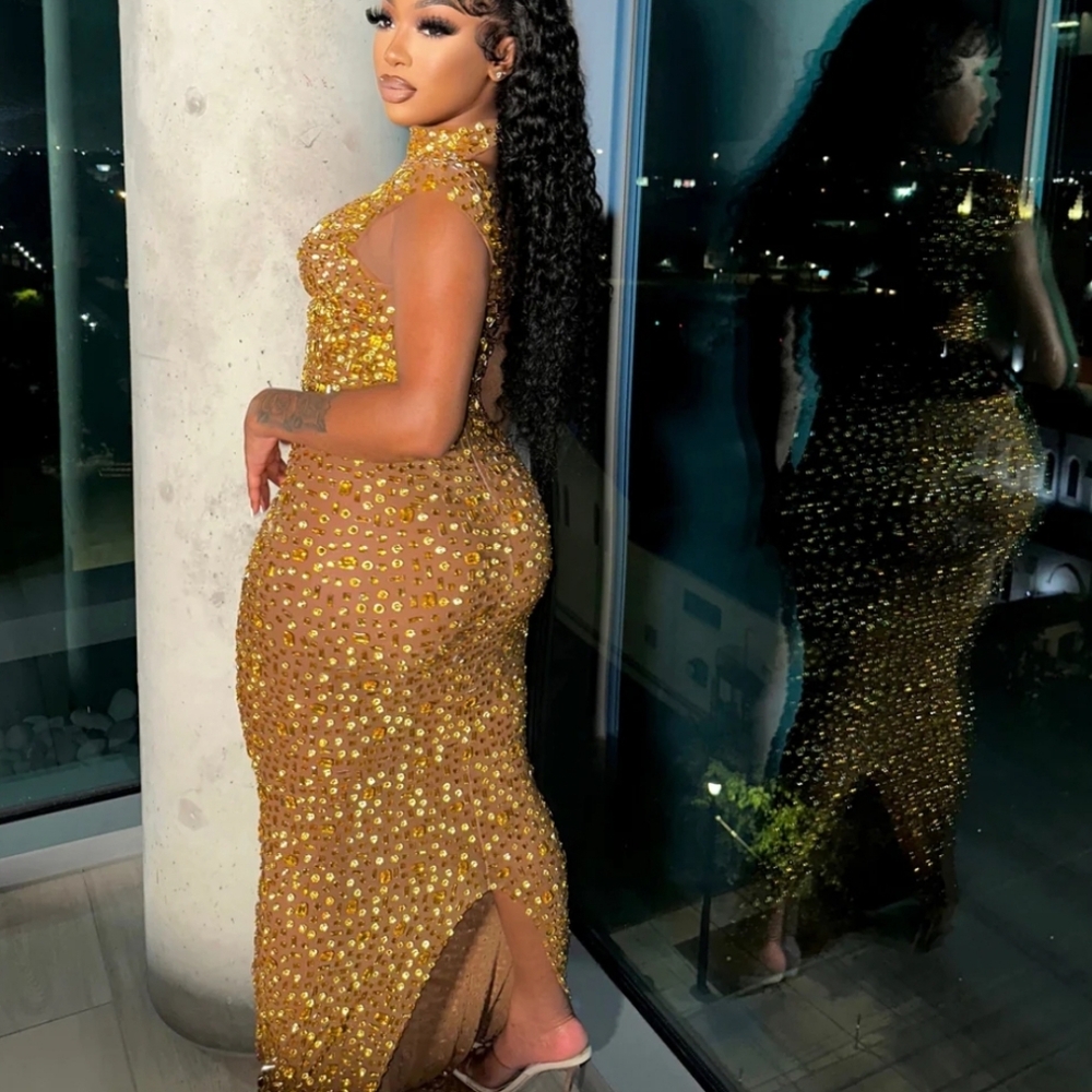 Midi gold dress